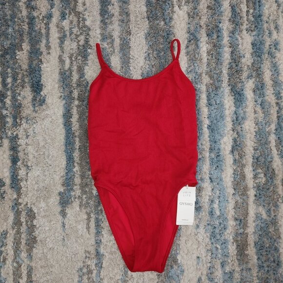 OYSHO Ribbed Red Hot Swimsuit || Retail 799 || NWT - Picture 2 of 9